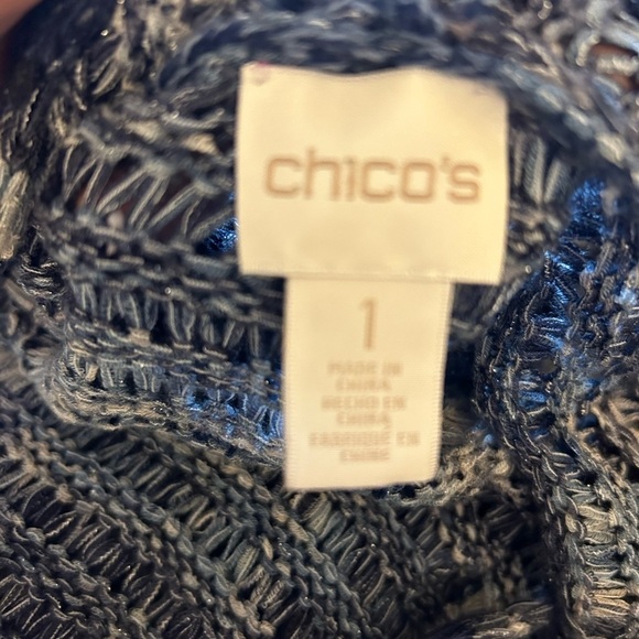 Chico's Duster Cardigan Sweater sleeveless Knit Blue 1 Boho 8 M 50%off w♥️59 - Picture 2 of 3